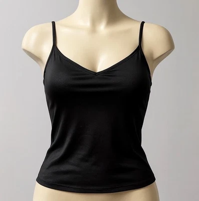 NY & Co Camisola Negra Satinada Talla Grande Sujetador Incorporado Tanque Capa Gótica Ajustable Foto 1 de 4