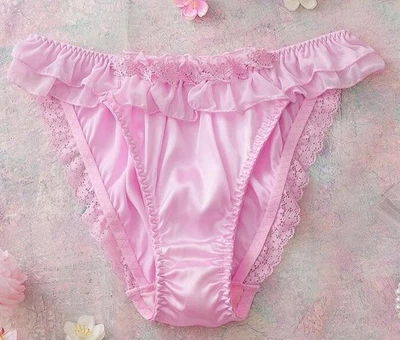 Bragas calzoncillos de bikini de malla de gasa con ribete de encaje satinado rosa de colección Stl XL NUEVAS Foto 1 de 4