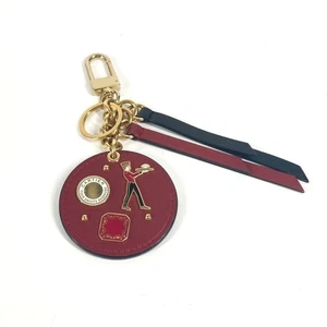 CARTIER Diavolo de Cartier medallion key ring Bag Charm Key Holder Leather Red - Picture 1 of 10