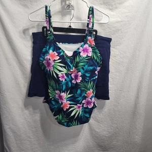 Traje de baño floral Croft & Barrow de 2 piezas Top es 1X y Skort es grande - Imagen 1 de 15