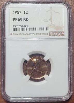 1957 Lincoln Wheat Cent NGC PF-69 RD Gem Brilliant Proof PF69 RED Certified - Image 1 of 4