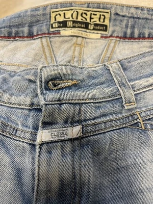 Pantalones de mezclilla cerrados para mujer azules tiro medio tobillo pedal empujador algodón orgánico talla 29 Foto 1 de 4