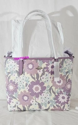 Bolso de Mano Coach City Nuevo con Etiquetas con Estampado Floral CBG78 Marfil Púrpura Multi Embalaje Foto 1 de 4