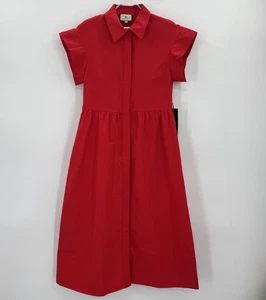 Vestido Tuckernuck Rojo Chloe Midi Talla M Línea A Cuello Abotonado **SIN CINTURÓN** - Imagen 1 de 9