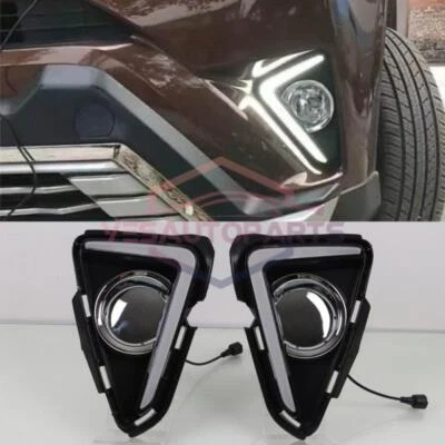 LED Daytime Running Light Fog Lamps DRL Turn Signal For Toyota RAV4 2016 17 2018 - Image 1 of 4