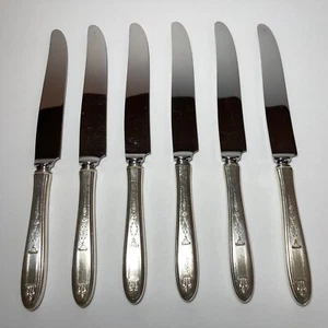 6-pc Antique 1921 Oneida Community Silver Plate Grosvenor Dinner Knives, 9.75" - Bild 1 von 9
