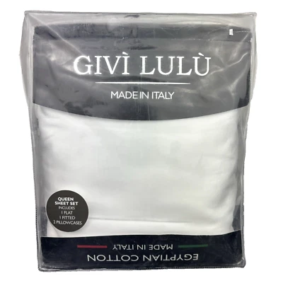 Juego de sábanas Givi Lulu Queen 600TC algodón egipcio satén ropa de cama blanca lisa Foto 1 de 4