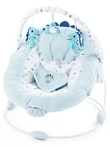 LADIDA Blue Baby Bouncer Recliner Padded Seat, Music & Vibration Dino Design 696 - Picture 1 of 10