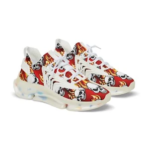 Men's Mesh Sneakers Gothic Comic Book Fire Skulls Custom Made  - Picture 1 of 21