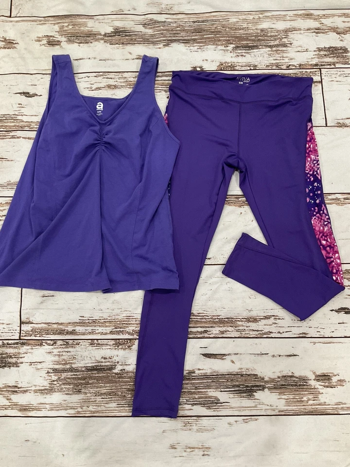 LEGGINGS DEPORTIVOS AVIVA Y CAMISETA SIN MANGAS AVENUE MORADA Foto 1 de 4