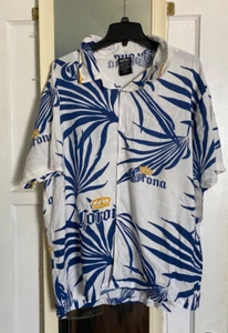 NEW NWT CORONA BEER BUTTON DOWN SHIRT XL EXTRA LARGE PALM BOWLING GOLF HAWAIIAN - Picture 1 of 6