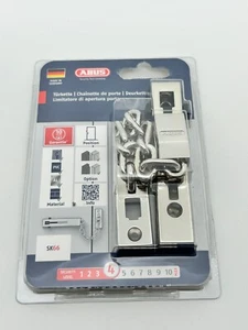 ABUS SK66 NCL Chaîne de Porte avec Verrouillage à Ressort pour Porte d'Entrée Porte d'Appartement Chromé Argent - Photo 1/2