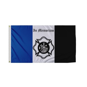 Promo Patriot's 3'x5' Ft Firefighter Mourning Flag - Honoring Fallen Heroes - Picture 1 of 12