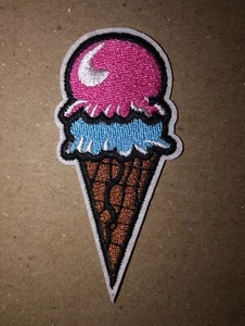 Double Scoop Ice Cream Cone Iron on Patch Embellishment 1.25”x3” - Picture 1 of 2