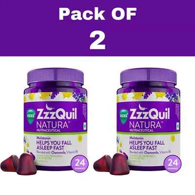 2 gomitas para dormir no adictivas Vicks ZzzQuil Natura 24 pestañas Foto 1 de 4