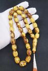BALTIC+AMBER+ROSARY+51.32g+14%2A12mm+olive+misbah+tesbih+33+prayer+beads+Large