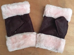 maroon pink ladies women 100% genuine real leather sheepskin finger less gloves - Imagen 1 de 4
