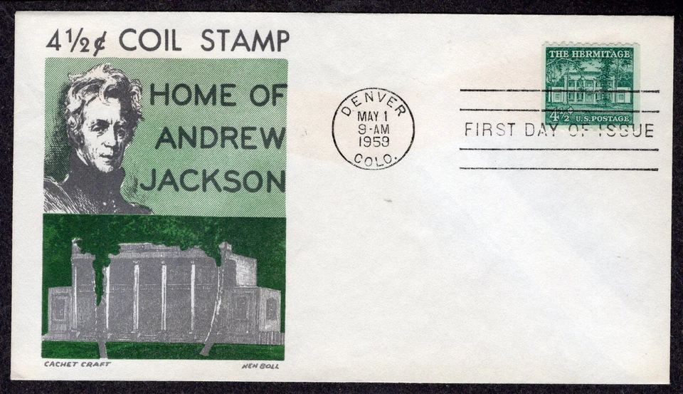 1959 4 1/2c Liberty Series Hermitage Coil (1059) - Cachet Craft FDC NM554 - Image 1 of 1
