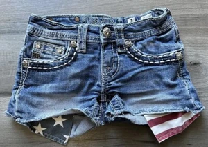Miss Me Girls American Flag Pockets Jean Shorts Size 7 - Picture 1 of 7