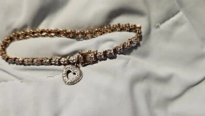 Vintage Sterling Silver Vermeil and Diamond Chip Tennis Bracelet Gold color - Picture 1 of 5