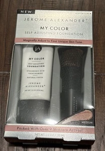Jerome Alexander My Color Self Adjusting Foundation MEDIUM 1 Oz & Kabuki Brush - Imagen 1 de 6