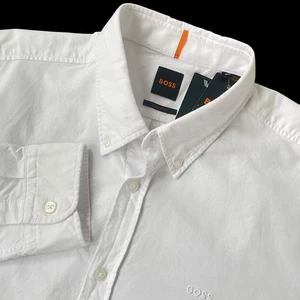 Hugo Boss Men's Rickert Oxford Regular Fit Casual Shirt White Size Large $118 - Picture 1 of 12