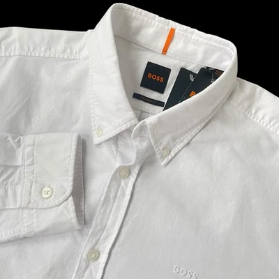 Hugo Boss Men's Rickert Oxford Regular Fit Casual Shirt White Size Large $118 - Image 1 of 4