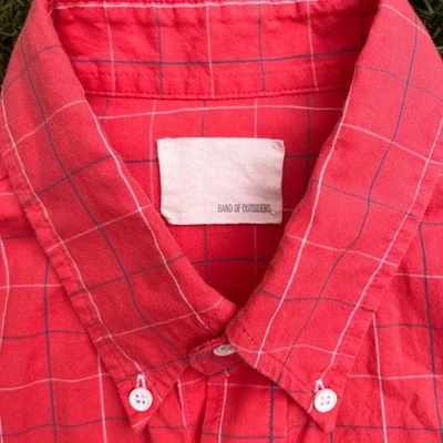  Band of Outsiders Y2K Preppy WindowPane Hipster Twee Slim Button Down Shirt 1/S - Image 1 of 4