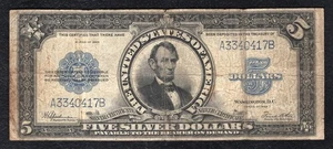 FR. 282 1923 $5 CINCO DÓLARES “PORTHOLE” CERTIFICADO PLATA BILLETE MONEDA EN MUY BUEN ESTADO - Imagen 1 de 2