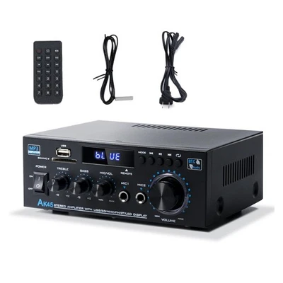 2-CH HiFi Stereo Power Amplifier BT5.0 300Wx2 USB 2.0+SD Card Easy to operate - Image 1 of 4