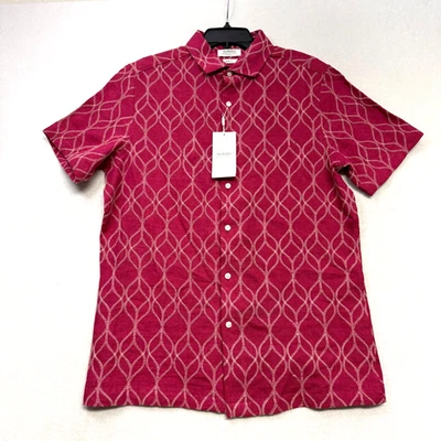 MURANO Baird McNutt Irish Linen Men's Shirt Slim Fit Red Geometric NWT $110 New - Image 1 of 4