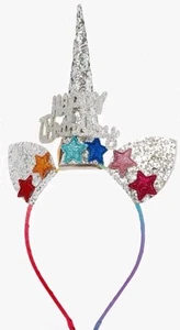 Claire's Its My Birthday Glitter Unicorn Themed Headband Happy Rainbow New - Picture 1 of 1