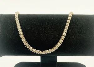 Brazalete de plata de ley 925/vermeil 0,5 mm con detalles de diamantes de 7,25" 9,7 g - Imagen 1 de 6
