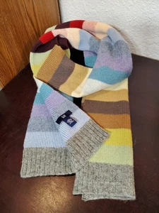 GAP 100 % Lammwolle Regenbogen Streifen Schal, 8 Farben, 10,5”B x 66”L Y2K Land - Bild 1 von 5