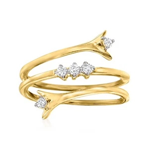 Ross-Simons 0.15 ct. t.w. Diamond Wrap Ring in 18kt Gold Over Sterling - Picture 1 of 5