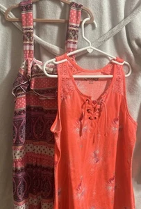 Lot of 2 Mudd Size XL/14 Dress/Bathing Suit Coverup Neon Orange, Floral Romper - Picture 1 of 9