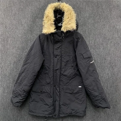 Carhartt Anchorage Parka Jacket Mens Medium Faux Fur Hooded Black Pockets - image 1 of 4