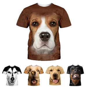 Men Loose Fit Casual Tshirt with Dog Pattern Short Sleeve O Neck Street Wear - Picture 1 of 16