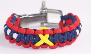 Support Our Troops with Yellow Ribbon Paracord Bracelet Adjustable Shackle - Picture 1 of 1