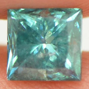 Princess Shape Diamond Fancy Blue Color I1 Enhanced Real 4.88X5.01 MM 0.97 Carat - Picture 1 of 7