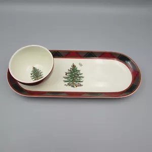 Juego de 2 astillas y salsas oblongas Spode China árbol de Navidad - Imagen 1 de 4
