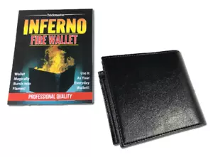 PORTAFOGLIO PRO INFERNO FIRE Deluxe Pelle Bar Trucco Magico Fiamma Fiammeggiante Hot Money - Foto 1 di 6