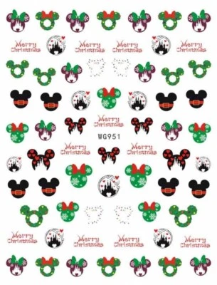 Nail Art Stickers Transfers Adhesive Xmas Mickey Cartoon Characters NAIL ART