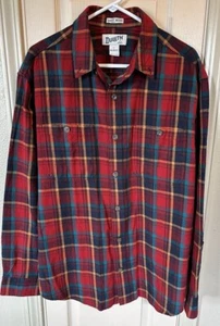Duluth Untucked Mens LG Relaxed Fit Red Plaid Long Sleeve Full Button Flannel - Picture 1 of 6