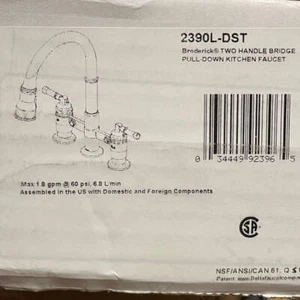Delta 2390L-DST Broderick 1.8 GPM Bridge Pull Down Kitchen Faucet, Chrome - Picture 1 of 2