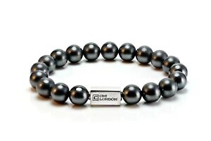 Mens Beaded Bracelet-Essential Hematite & Sterling Silver-Mens bracelet