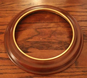 Vintage Wood Plate Frame Holder Van Hygan & Smythe Dark Brown Gold Round 11" - Picture 1 of 4