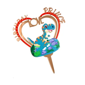 Acrylic Cake Topper Happy Birthday Dinosaur Kids Prince Love Rose Gold Design - Picture 1 of 2
