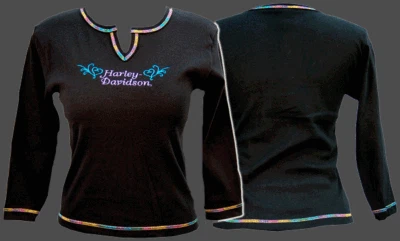 HARLEY DAVIDSON  LADIES SCOOP SCRIPT L/S  SHIRT [NEW] - Image 1 of 2