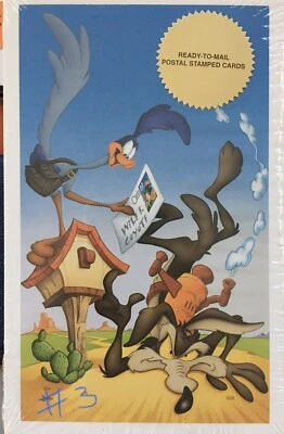 Wile E. Coyote and Road Runner at Mailbox 2000 USPS Postal Stamped Card Book - Image 1 of 2